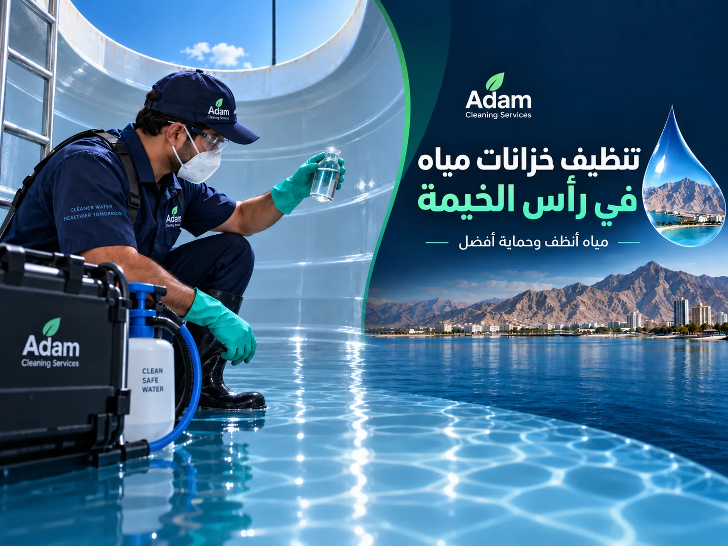شركة تنظيف خزانات مياه في رأس الخيمة لتنظيف خزان أرضي وإزالة الترسبات