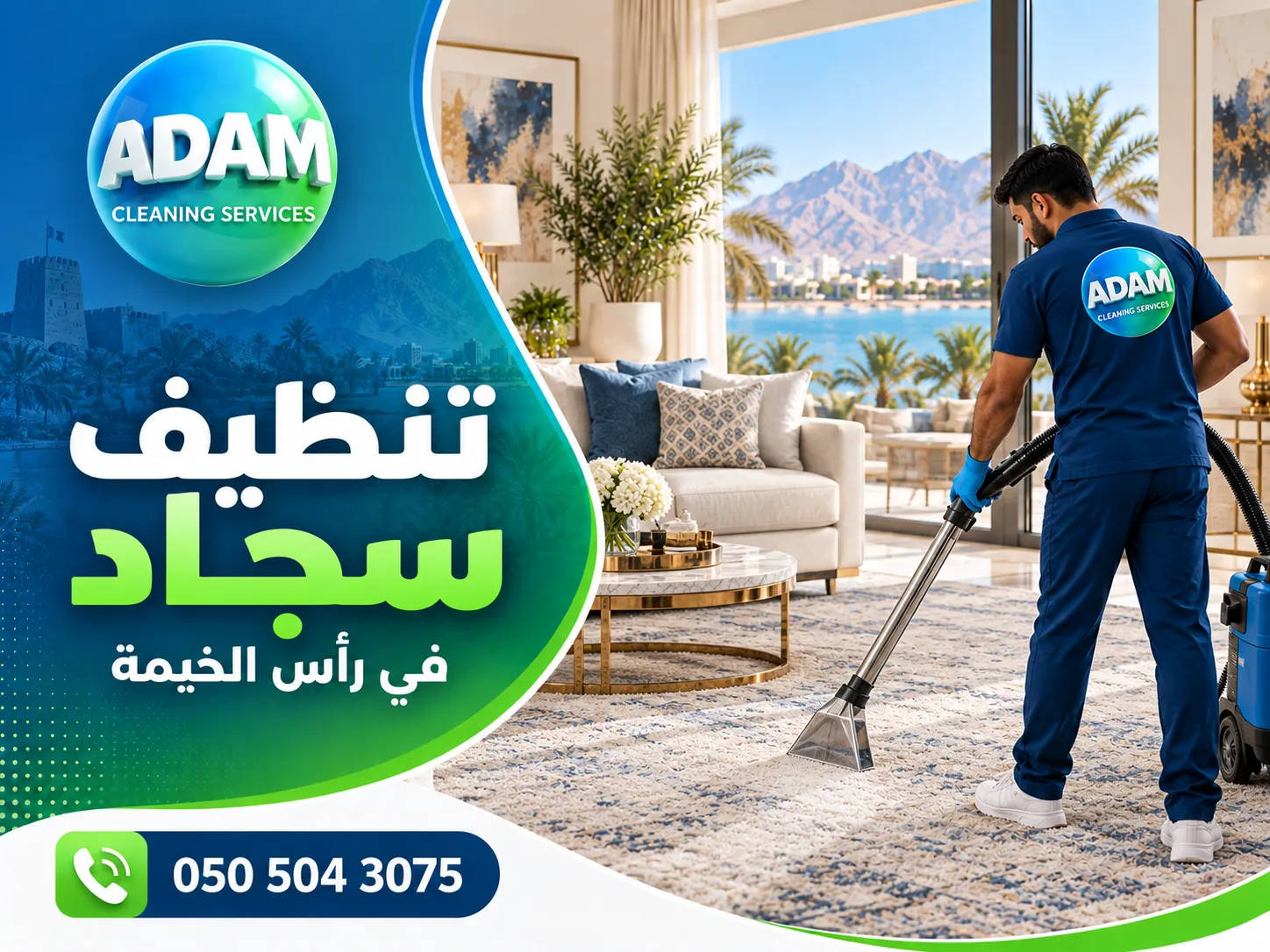 تنظيف سجاد في رأس الخيمة بعد الانتهاء من الغسيل واستخراج الرطوبة