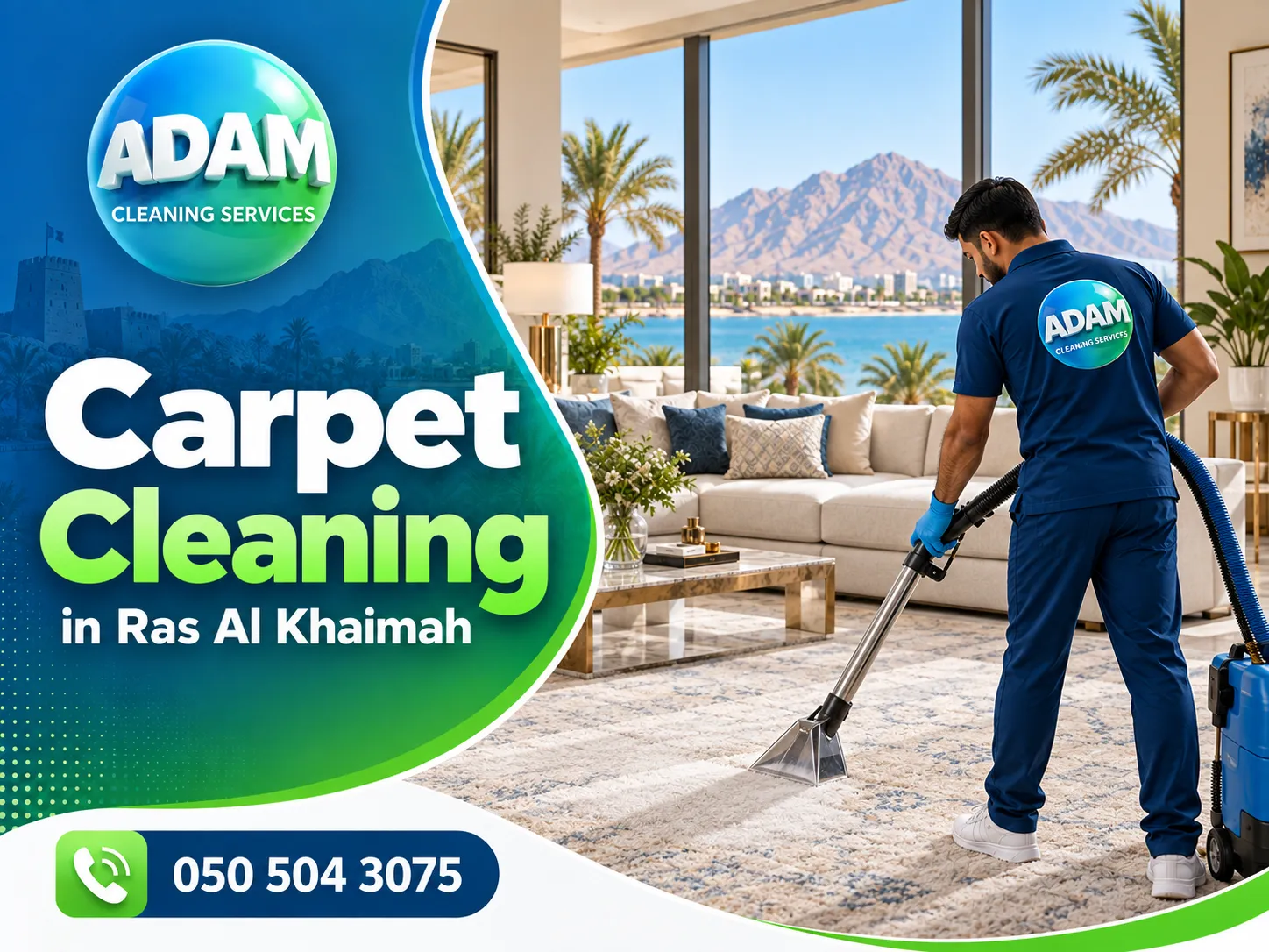 Carpet Cleaning in Ras Al Khaimah for residential carpets and majlis areas