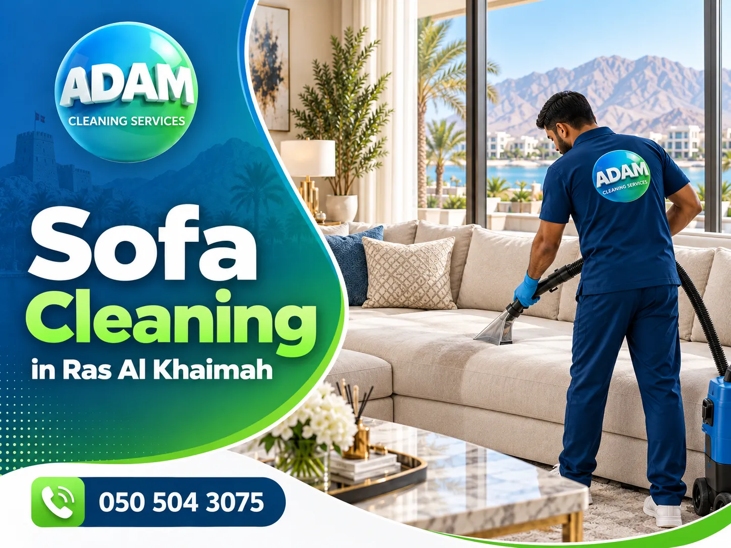 Sofa Cleaning in Ras Al Khaimah by Adam Cleaning Services