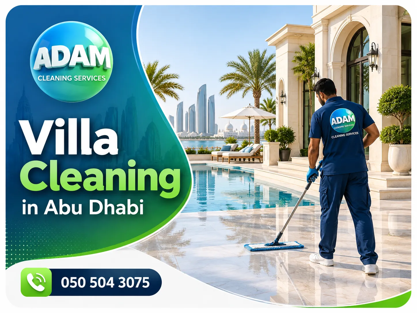 Villa Cleaning in Abu Dhabi by Adam Cleaning Services after complete residential cleaning