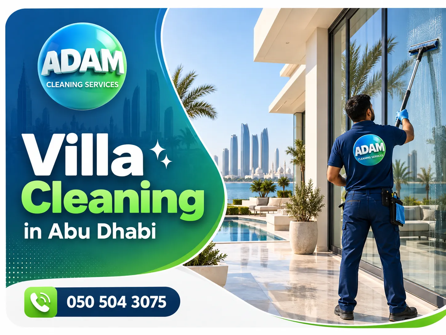 Villa Cleaning in Abu Dhabi team cleaning a residential villa interior