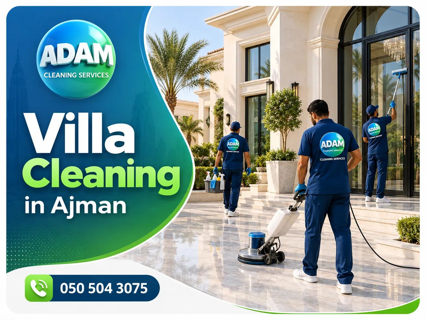 Villa Cleaning in Ajman service by Adam Cleaning Services across residential areas