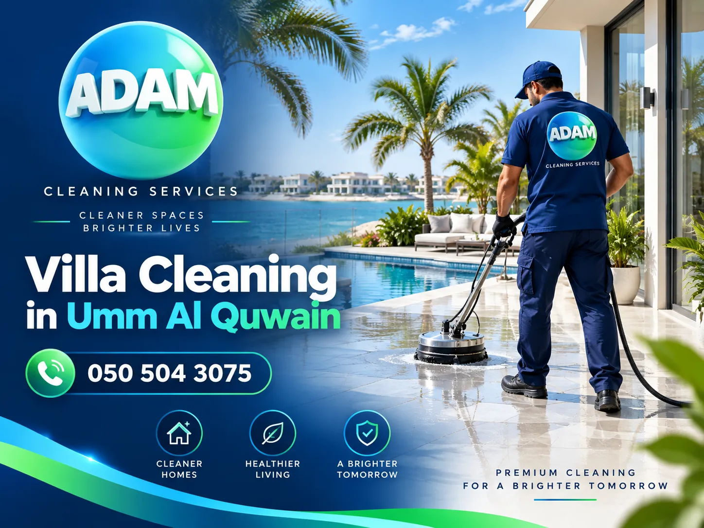 Completed Villa Cleaning in Umm Al Quwain with clean living areas and floors
