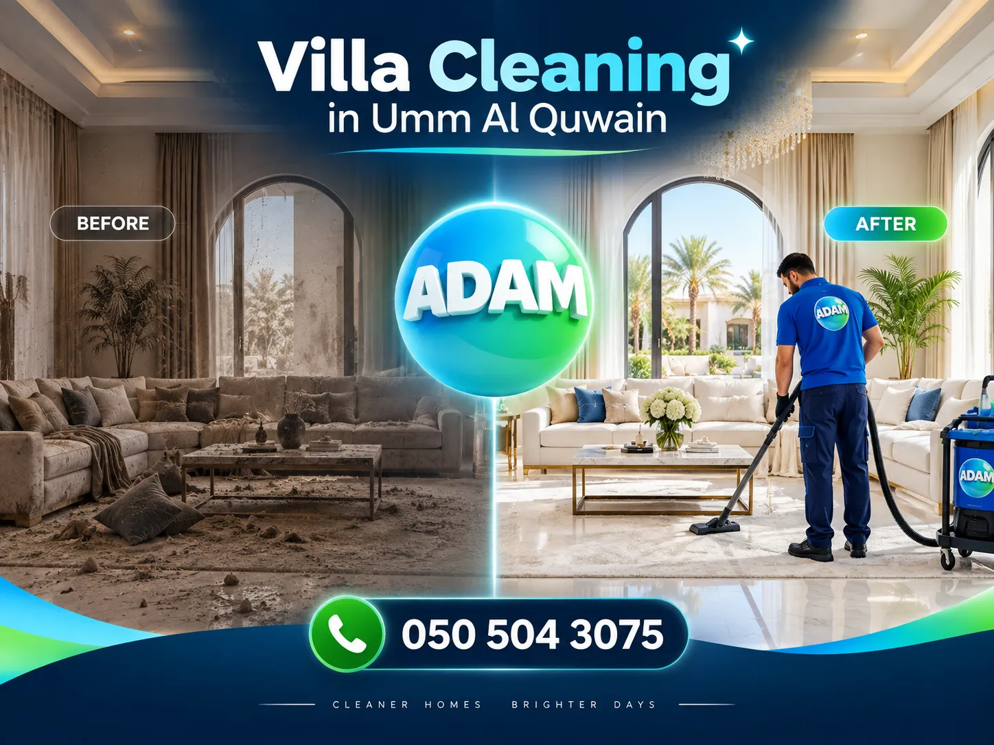 Cleaning equipment used during Villa Cleaning in Umm Al Quwain