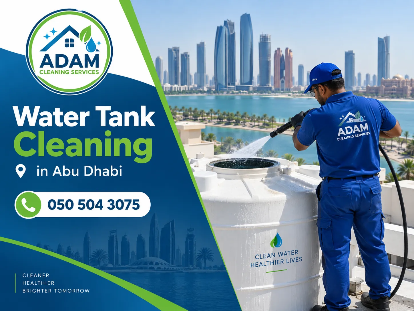 Professional Water Tank Cleaning in Abu Dhabi after sediment removal and internal tank disinfection