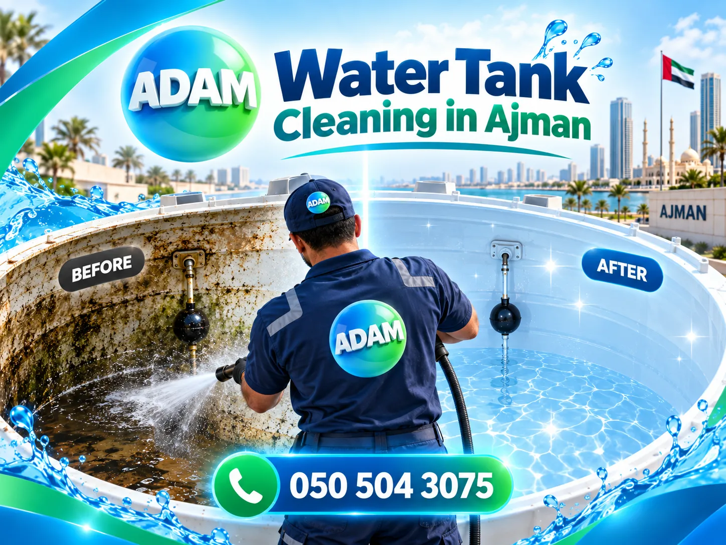 Professional Water Tank Cleaning in Ajman by Adam Cleaning Services