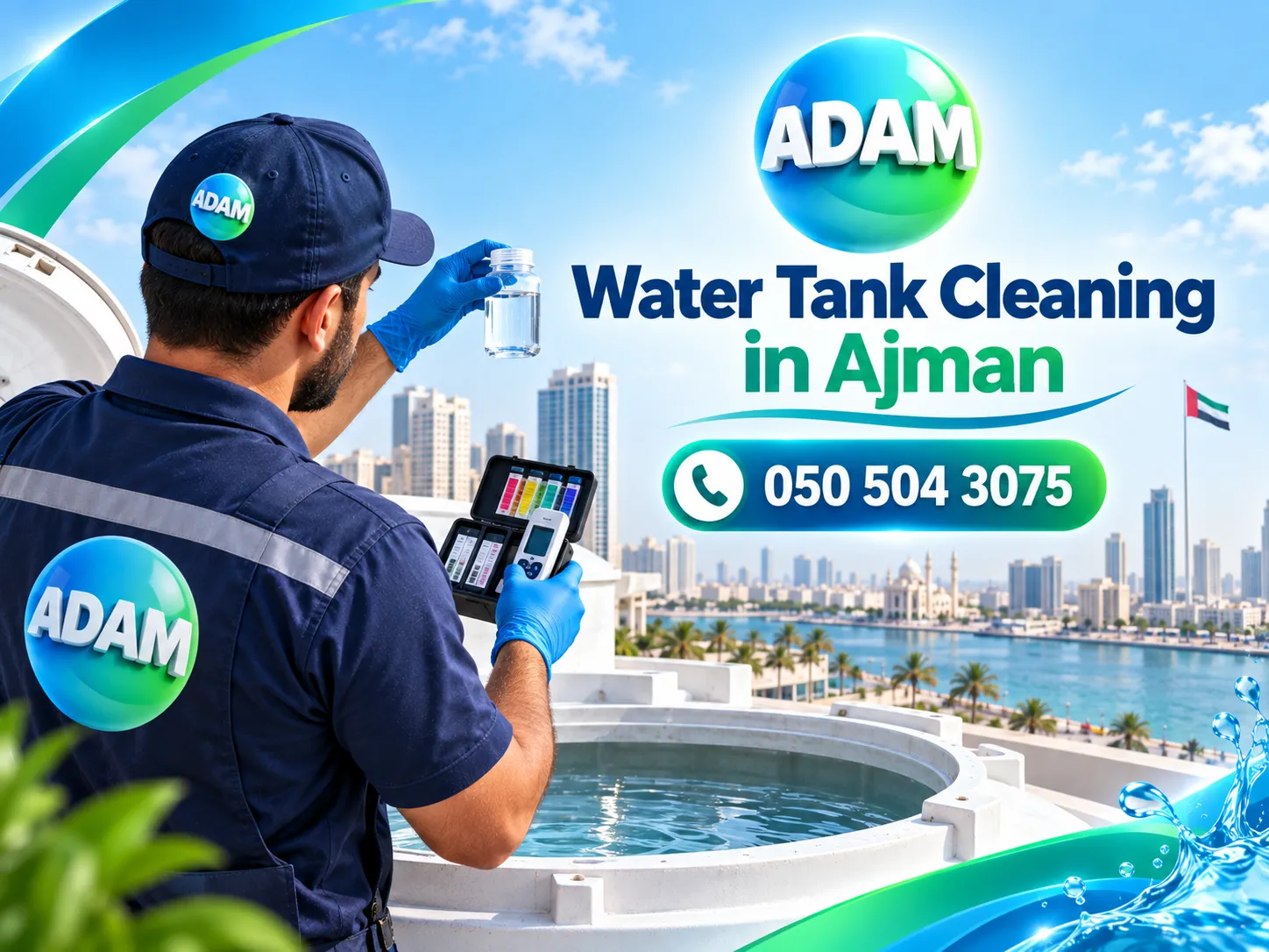 Water tank cleaning and disinfection service in Ajman using professional cleaning equipment