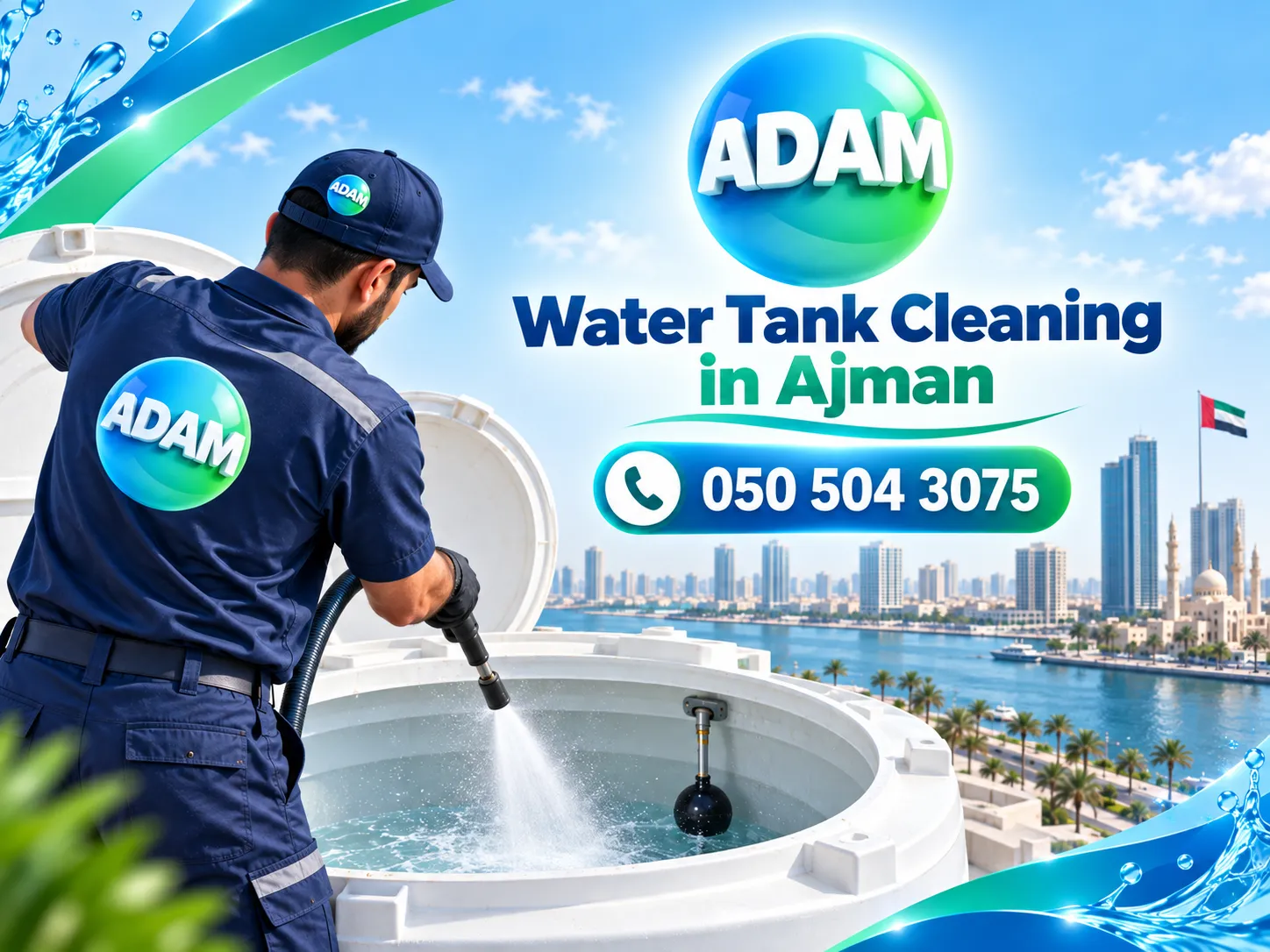 Final inspection after professional Water Tank Cleaning in Ajman by Adam Cleaning Services