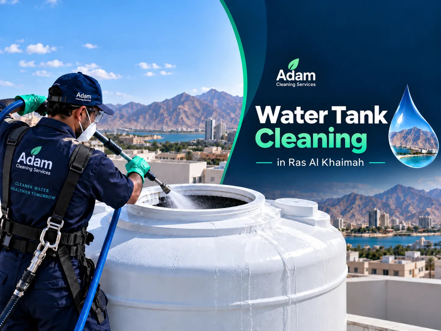 Completed Water Tank Cleaning in Ras Al Khaimah after sediment removal and internal cleaning