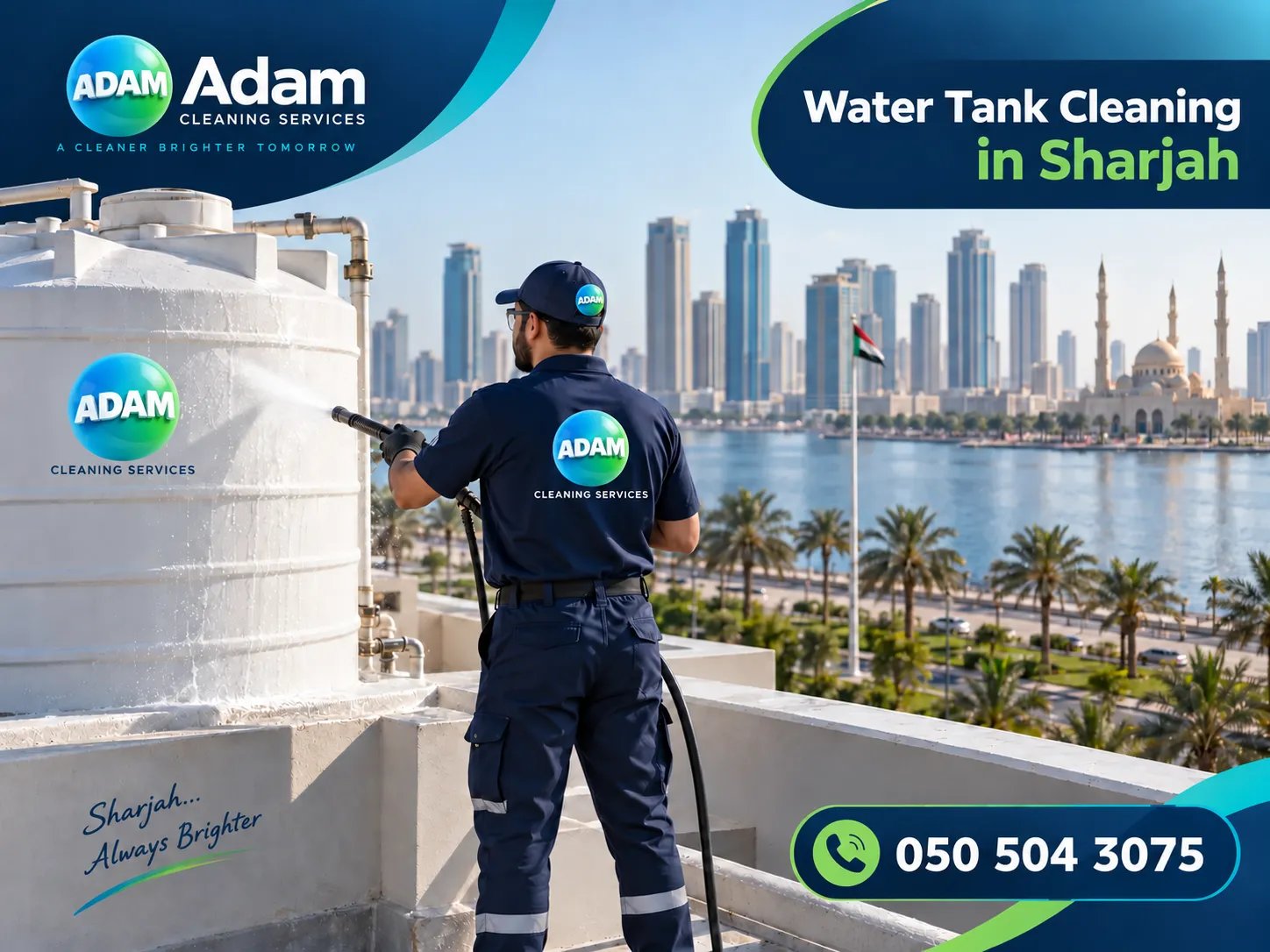 Water Tank Cleaning in Sharjah across Al Majaz Al Khan Al Taawun Muwaileh Aljada and villa communities